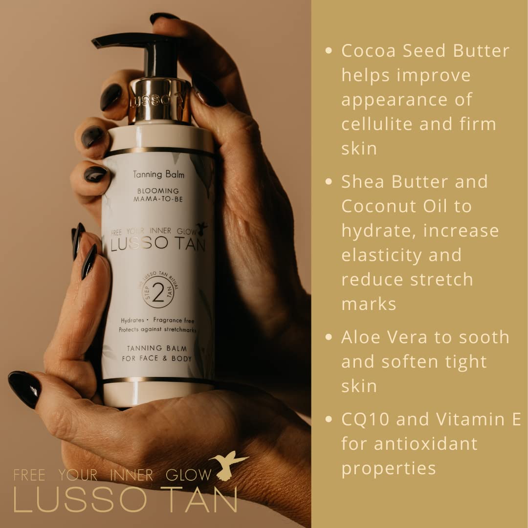 Lusso Tan Pregnancy-Safe Fake Tan Lotion - Helps Prevent Stretch Marks. Organic Vegan, Cruelty-Free Self Tan With Vitamins. Gradual, Fragrance Free Tanning Lotion For All Skin Types
