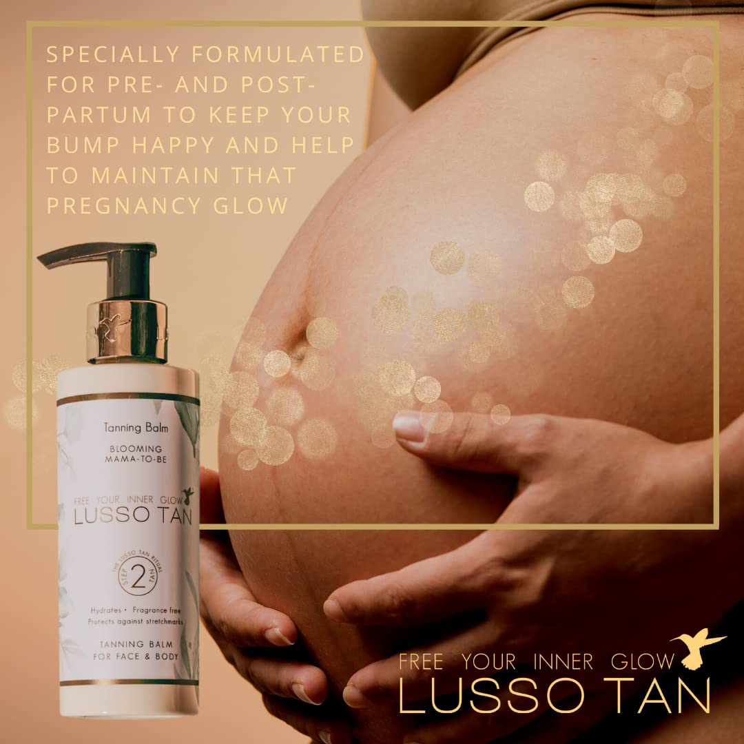 Lusso Tan Pregnancy-Safe Fake Tan Lotion - Helps Prevent Stretch Marks. Organic Vegan, Cruelty-Free Self Tan With Vitamins. Gradual, Fragrance Free Tanning Lotion For All Skin Types