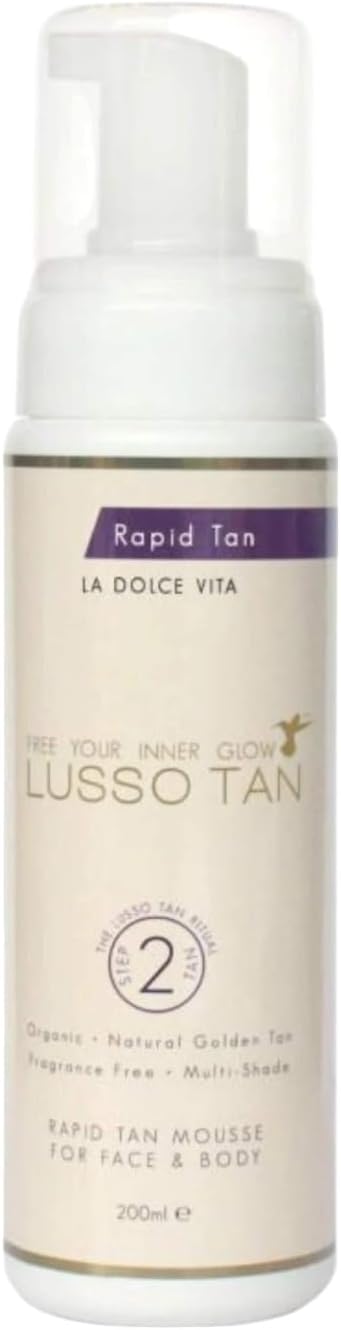 Lusso 'Rapid' Self Tan Mousse for Face and Body – Organic, Vegan and Cruelty-Free, False Tanning Body Mousse. Instant-drying.
