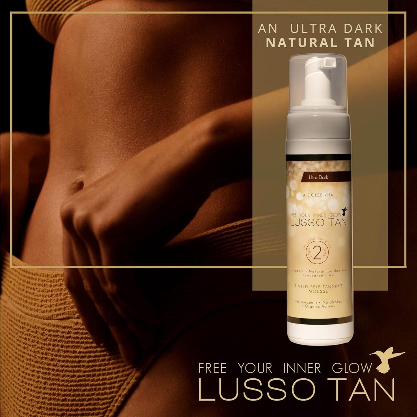 Professional UltraDark Self Tanning Mousse - By Lusso Tan. Organic, Vegan, Cruelty-Free False Tan. Instant-drying. Streak-free, Flawless Finish Fake Tan. (Copy)